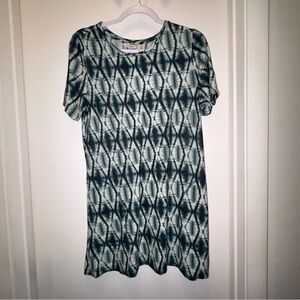 LOGO by Lori Goldstein Green Geometric Tie-Dye Dress